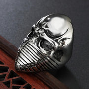 European and American personality retro masked flag men's skull titanium steel ring