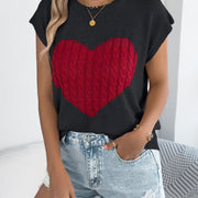 Women S Color Block Heart Loose Knit Valentine S Sweater Top