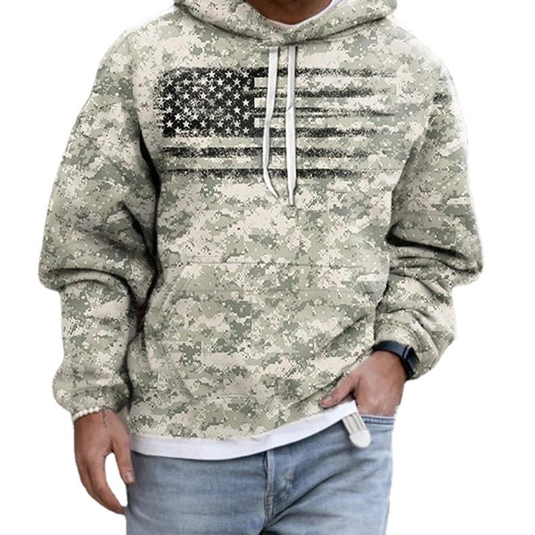 Spring And Autumn Fashion Hooded Sweatshirt American Flag Street Fashion