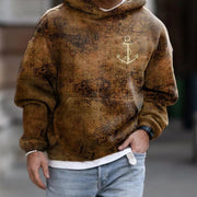 Spring And Autumn Fashion Hooded Sweatshirt American Flag Street Fashion