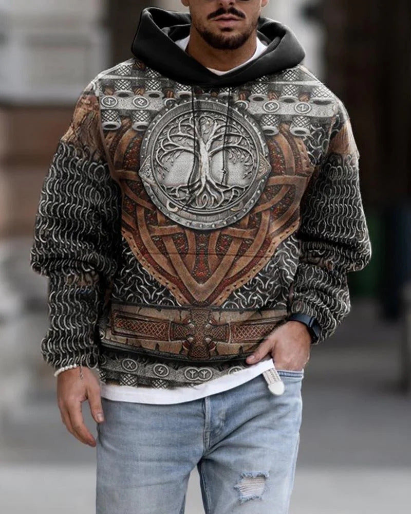 Spring And Autumn Fashion Hooded Sweatshirt American Flag Street Fashion