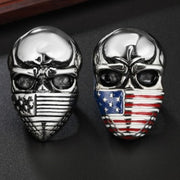 European and American personality retro masked flag men's skull titanium steel ring