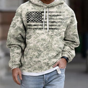 Spring And Autumn Fashion Hooded Sweatshirt American Flag Street Fashion