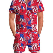 Summer short-sleeve jumpsuit Hawaiian American Flag