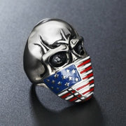 European and American personality retro masked flag men's skull titanium steel ring