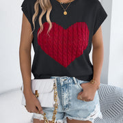 Women S Color Block Heart Loose Knit Valentine S Sweater Top