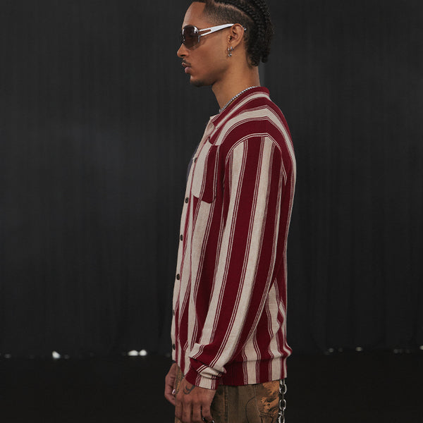 American Retro Flag XINGX Printed Striped Sweater Short Wide Long-sleeved Shirt