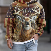 Spring And Autumn Fashion Hooded Sweatshirt American Flag Street Fashion