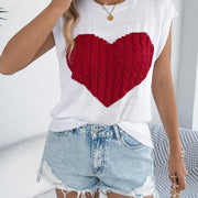 Women S Color Block Heart Loose Knit Valentine S Sweater Top