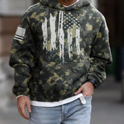 Spring And Autumn Fashion Hooded Sweatshirt American Flag Street Fashion