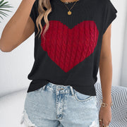 Women S Color Block Heart Loose Knit Valentine S Sweater Top